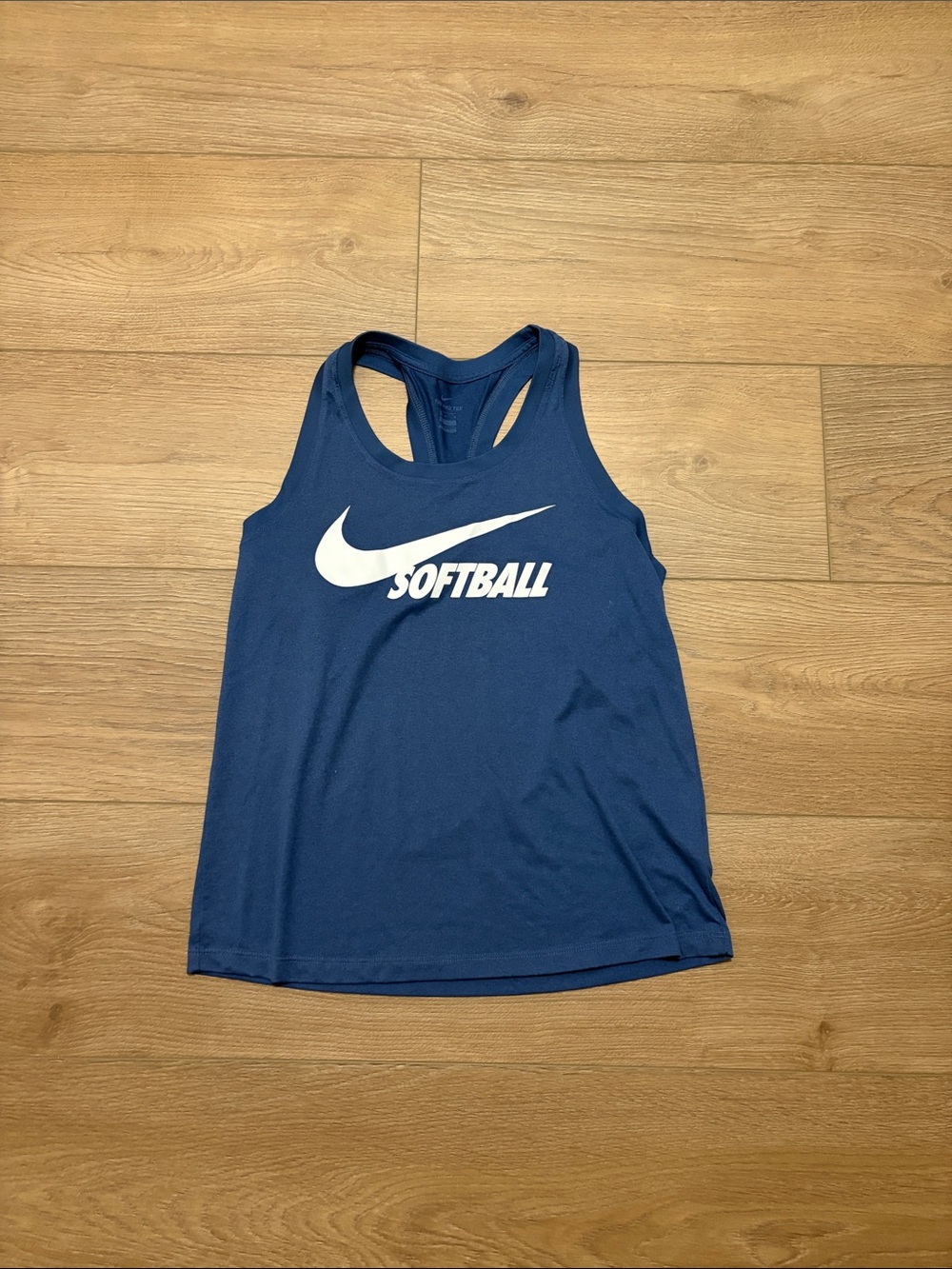 Medium Nike Women's Navy Racerback Softball Tank with White Swoosh